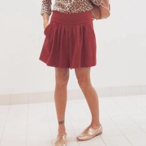 Gunex Burnt Red Orange Pleated Shorts